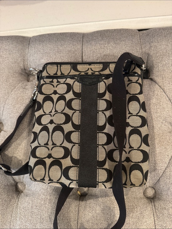 Coach Handbags - Coach Signature Cross Body Purse in Khaki and Black